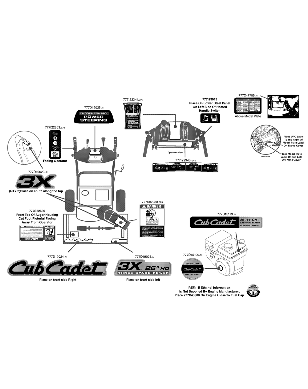 Label Map 26-Inch Hd Diagram and Parts List for 3X26-INCHHD31AH55SX (31AH55SX710)(2014) Cub Cadet Snow Blower